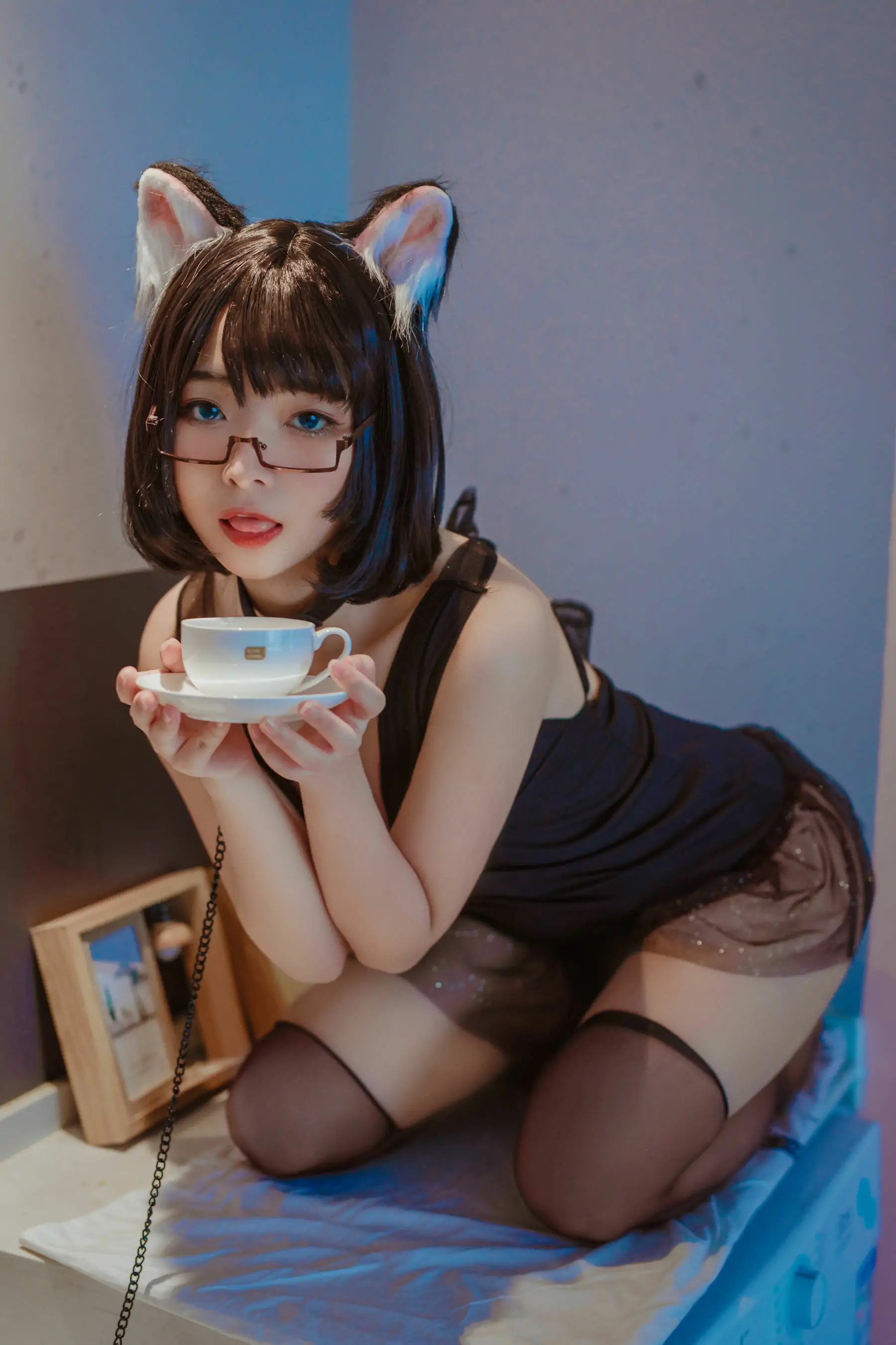 [网红COSER写真] yuuhui玉汇 - 猫猫头黑裙子