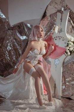 [福利COS] 人气Coser二佐Nisa - fate玛修婚纱(40P)