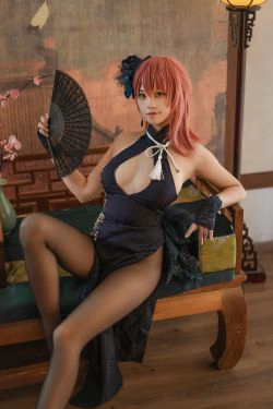 [福利COS] 萌系小姐姐蜜汁猫裘 - 黑太子旗袍(40P)
