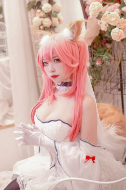 [福利COS] 人气Coser二佐Nisa - fate玉藻前婚纱(9P)